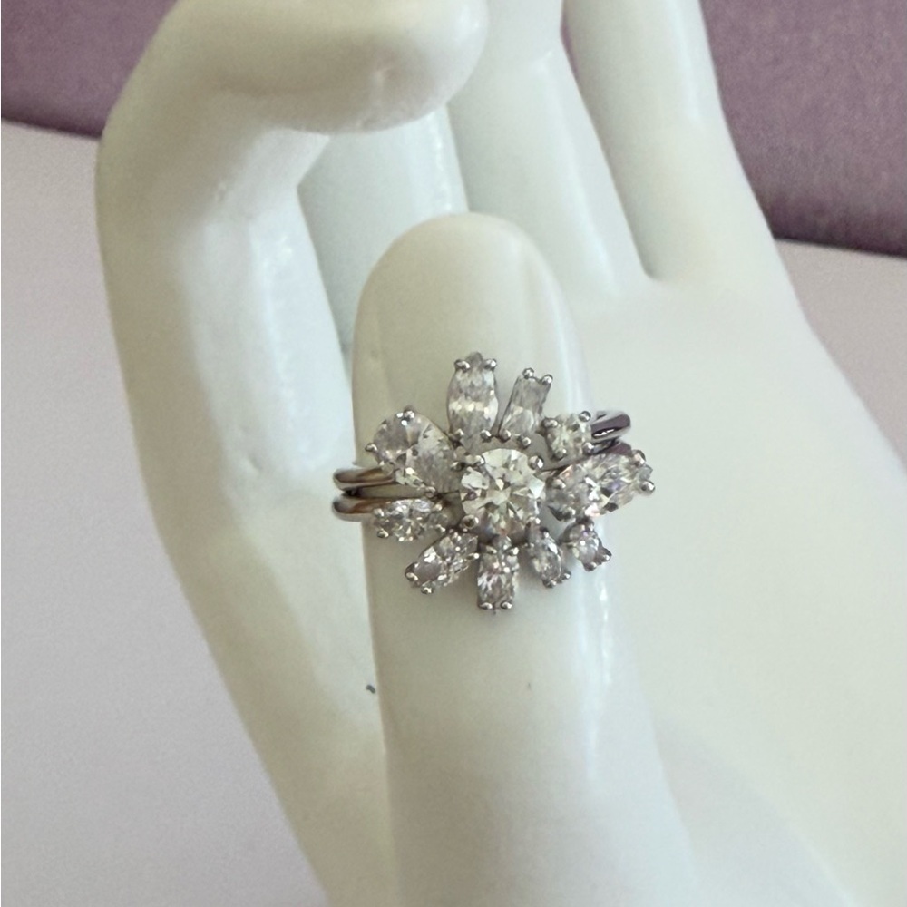 Swarovski Mixed Cut Floral Motif Duo Rings